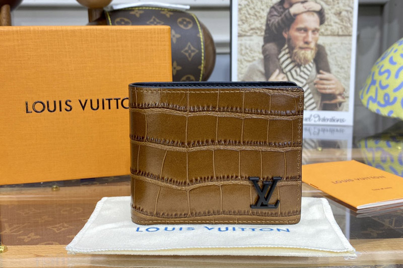 Louis Vuitton N81821 LV Multiple Wallet in Tan Alligator leather