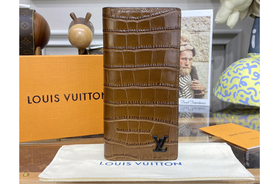 Louis Vuitton N81818 LV Brazza wallet in Tan Alligator leather