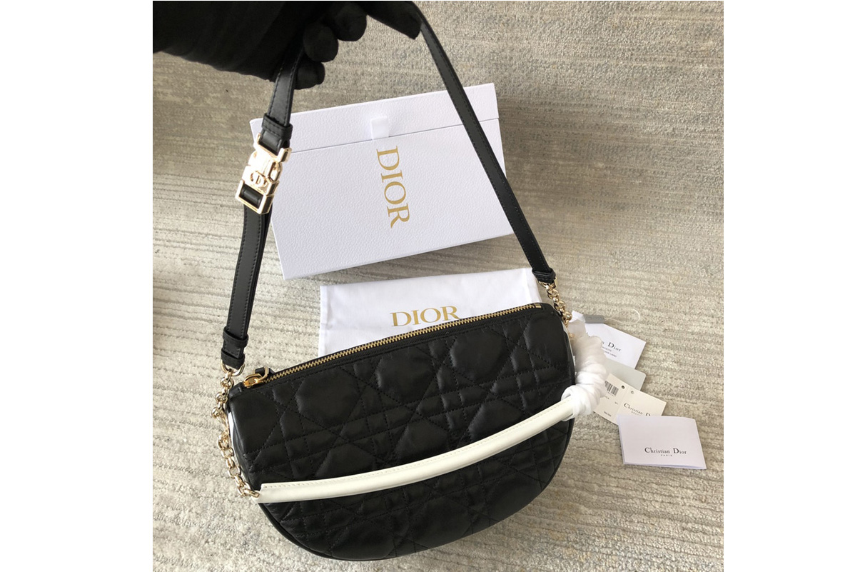 Christian Dior M7201 Medium Dior Vibe Hobo bag in Black Cannage Lambskin