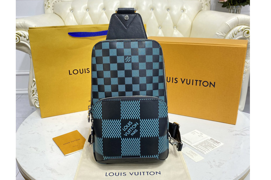 Louis Vuitton N50038 LV Avenue Slingbag bag in Green and black Damier Infini 3D cowhide leather