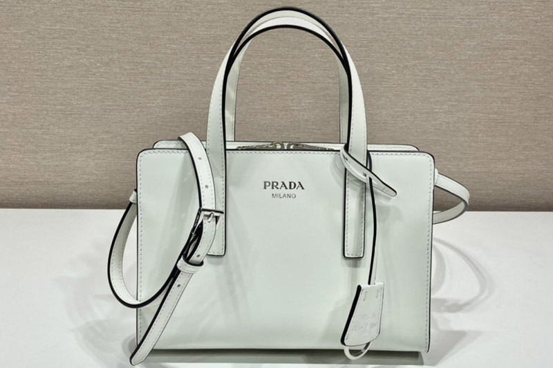 Prada 1BA357 Prada Re-Edition 1995 brushed-leather mini handbag in White Leather
