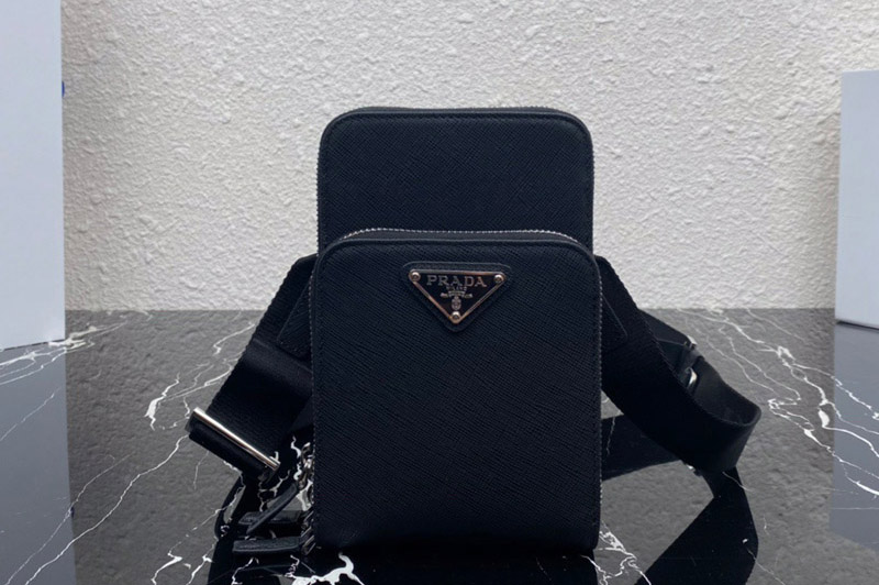 Prada 2ZH126 Saffiano leather smartphone case in Black Leather