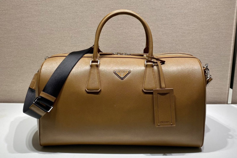 Prada 2VC018 Saffiano Leather Travel Bag in Cinnamon Leather