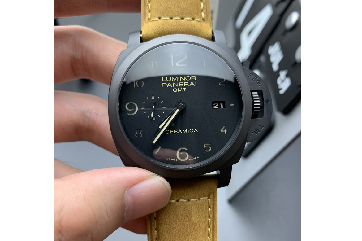Panerai PAM 441 O Real Ceramic VSF 1:1 Best Edition on Brown Asso Strap P.9001 Super Clone V2