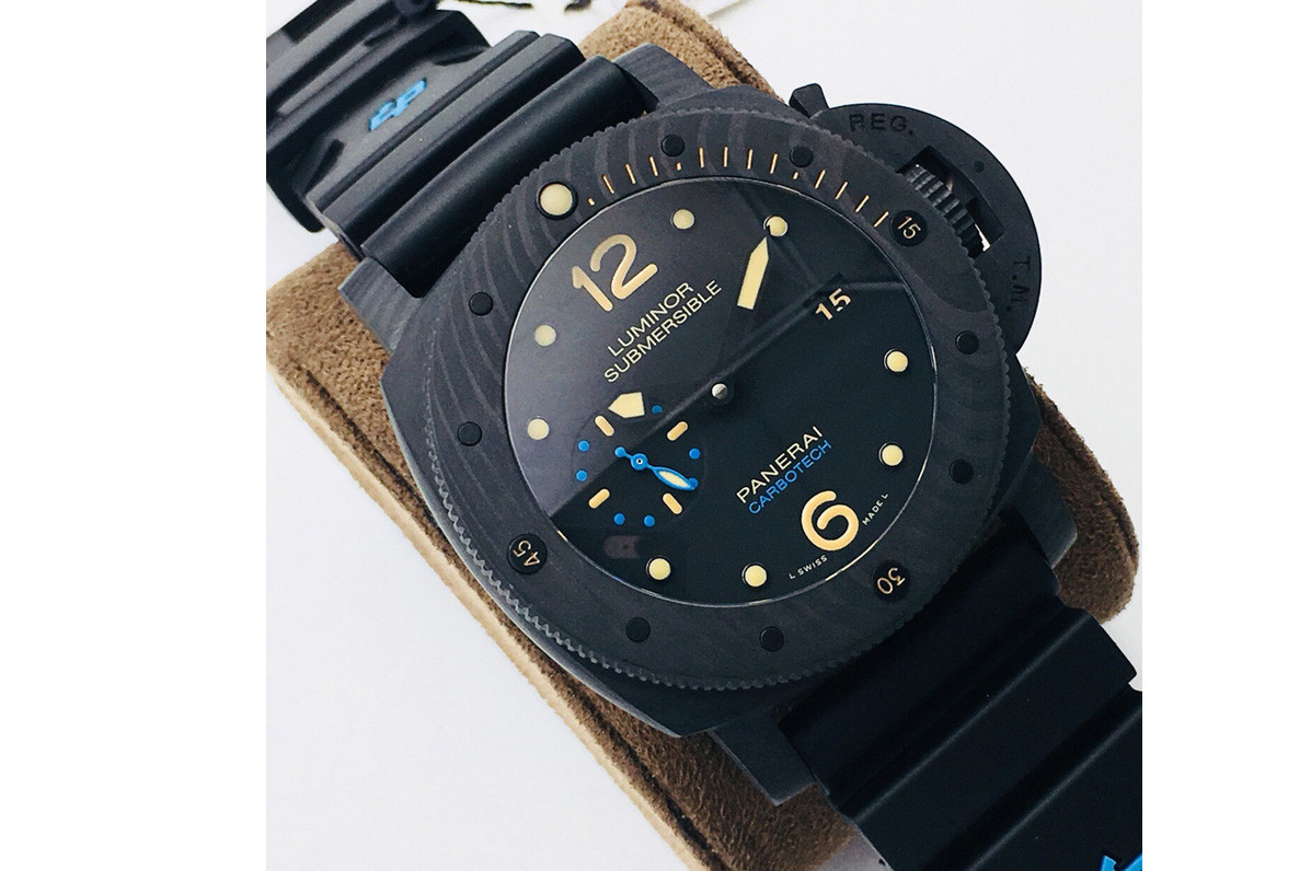 Panerai PAM616 Carbotech VSF Best Edition on Blue Logo Black Rubber Strap P.9000 Super Clone V3 (Free Leather Strap)