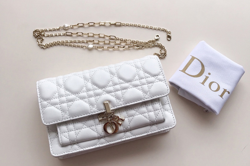 Christian Dior S0937 Lady Dior pouch in White Cannage Lambskin