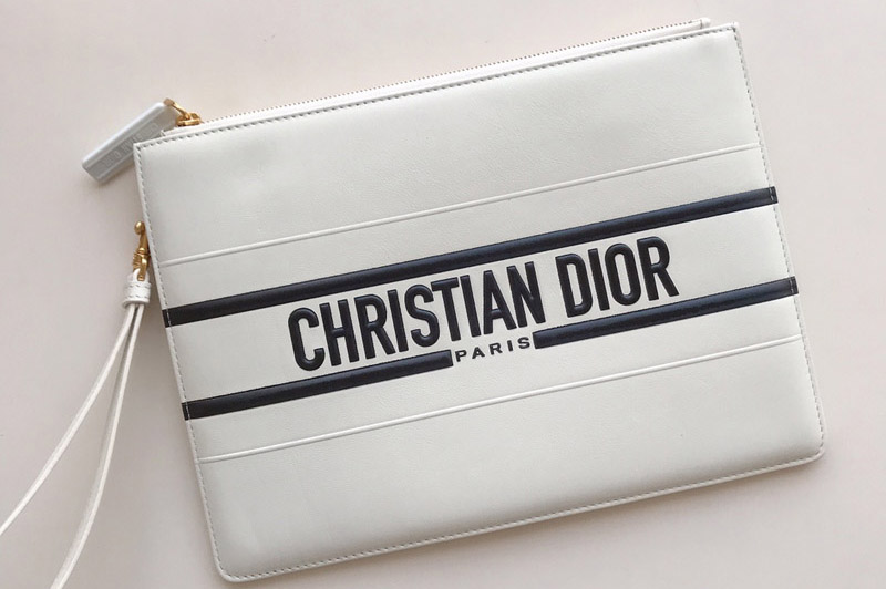 Christian Dior S6207 large Dior Vibe Daily pouch in White Calfskin