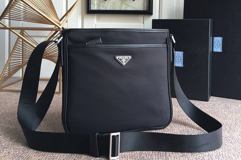 Prada VA0797 Tessuto Messenger Bag in Black Nylon