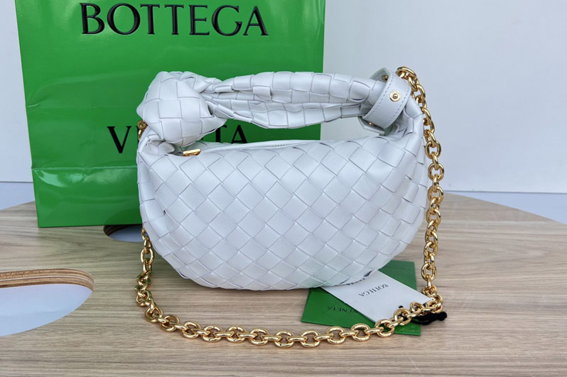 Bottega Veneta 709562 Mini Jodie Bag in White intreccio leather