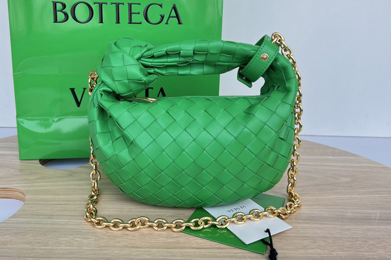 Bottega Veneta 709562 Mini Jodie Bag in Green intreccio leather