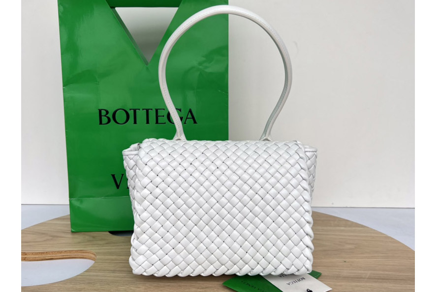 Bottega Veneta 717755 Patti Top Handle Bag in White Padded intreccio vinyl