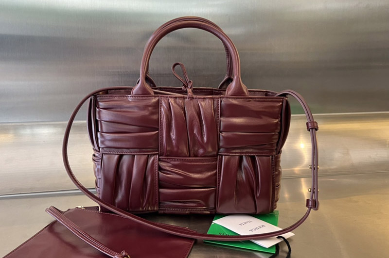 Bottega Veneta 729042 Mini Arco Tote Bag in Fondant foulard intreccio leather