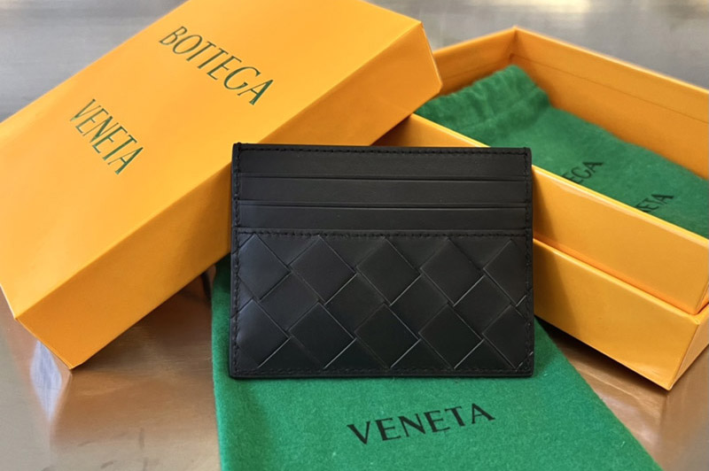 Bottega Veneta 731956 Credit Card Case in Black Intrecciato leather