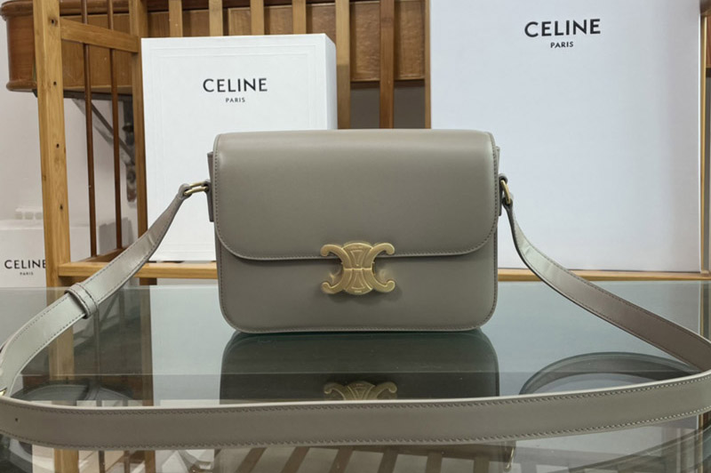 Celine 187366 CLASSIQUE TRIOMPHE BAG IN Grey SHINY CALFSKIN