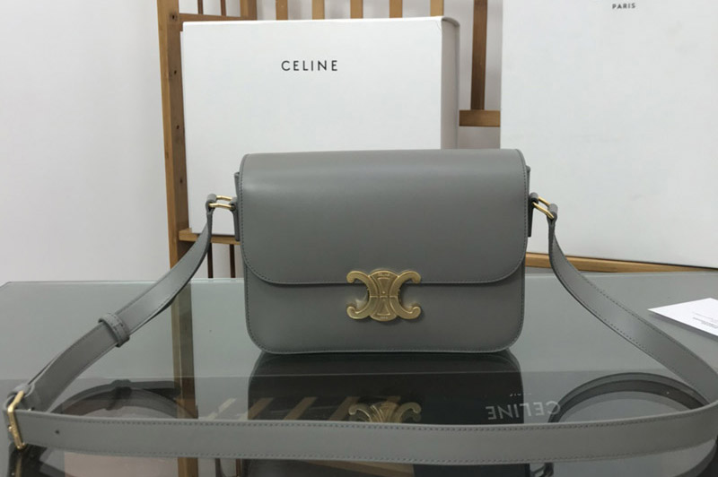 Celine 187366 CLASSIQUE TRIOMPHE BAG IN Grey SHINY CALFSKIN
