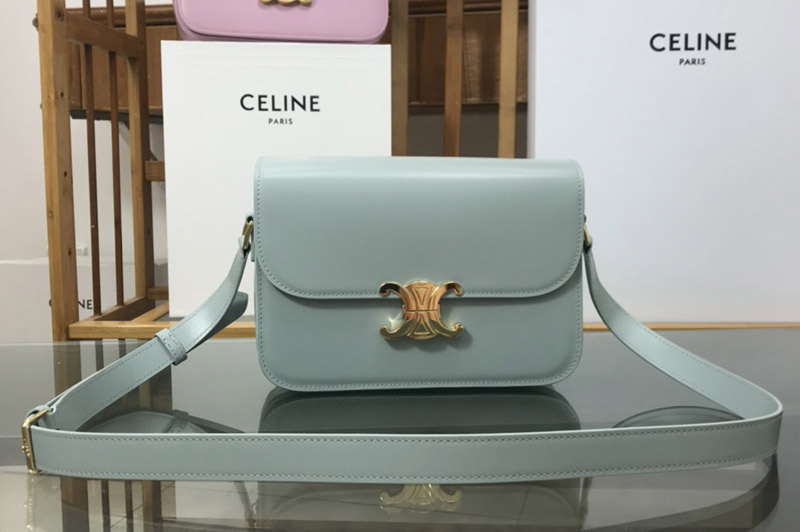 Celine 187366 CLASSIQUE TRIOMPHE BAG IN Blue SHINY CALFSKIN