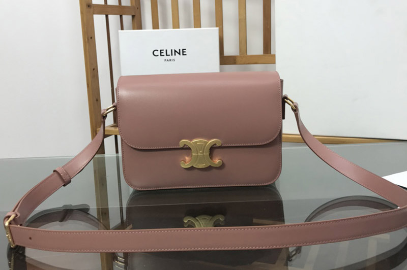 Celine 187366 CLASSIQUE TRIOMPHE BAG IN Pink SHINY CALFSKIN