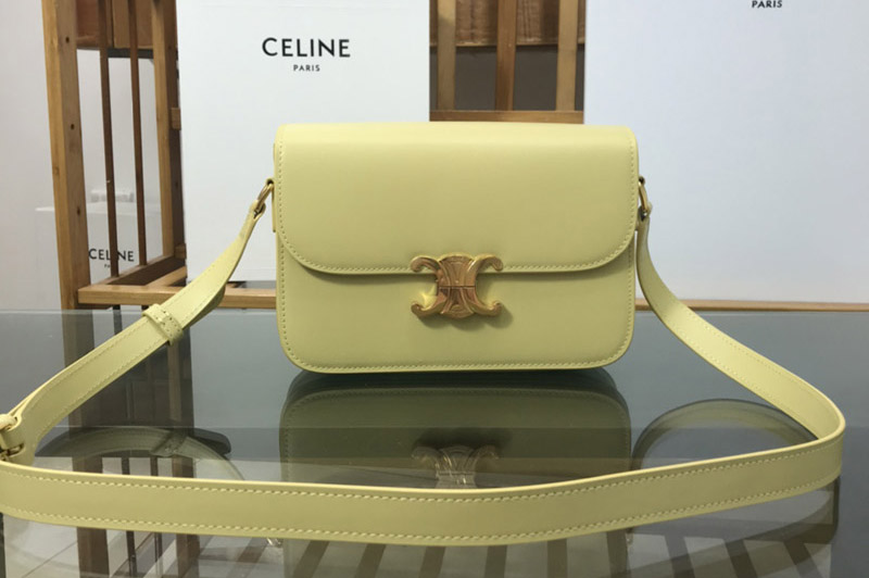 Celine 187366 CLASSIQUE TRIOMPHE BAG IN Yellow SHINY CALFSKIN