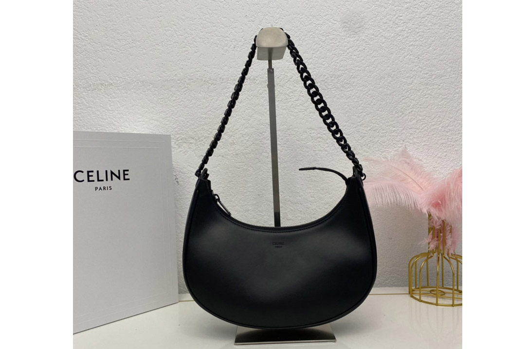 Celine 199583 MEDIUM AVA CHAIN bag IN Black SMOOTH CALFSKIN