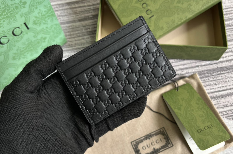 Gucci 233166 Signature leather card case in Black Signature leather