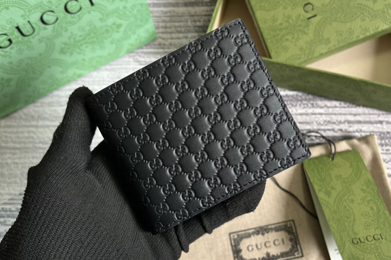 Gucci 260987 Bifold Wallet in Black Microguccissima GG Logo Leather