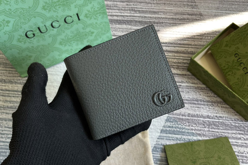 Gucci 428725 GG Marmont card case wallet in Grey Leather