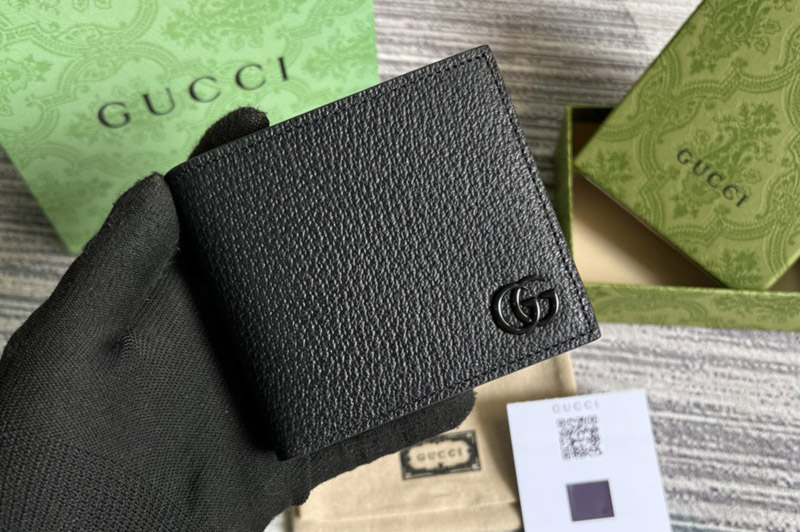 Gucci 428726 GG Marmont leather bi-fold wallet in Black Leather