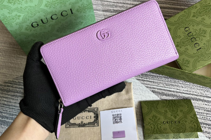 Gucci 456117 GG Marmont zip around wallet in Pink Leather