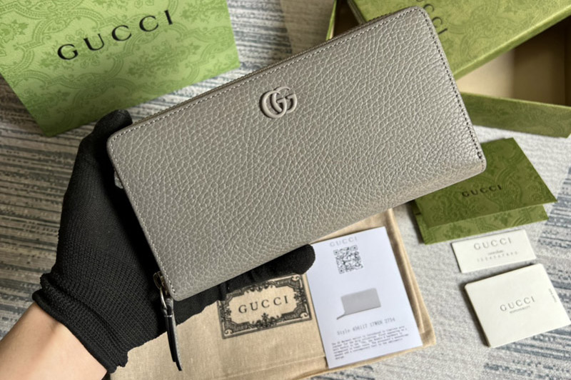 Gucci 456117 GG Marmont zip around wallet in Grey Leather
