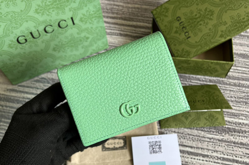 Gucci 456126 GG Marmont card case wallet in Green leather