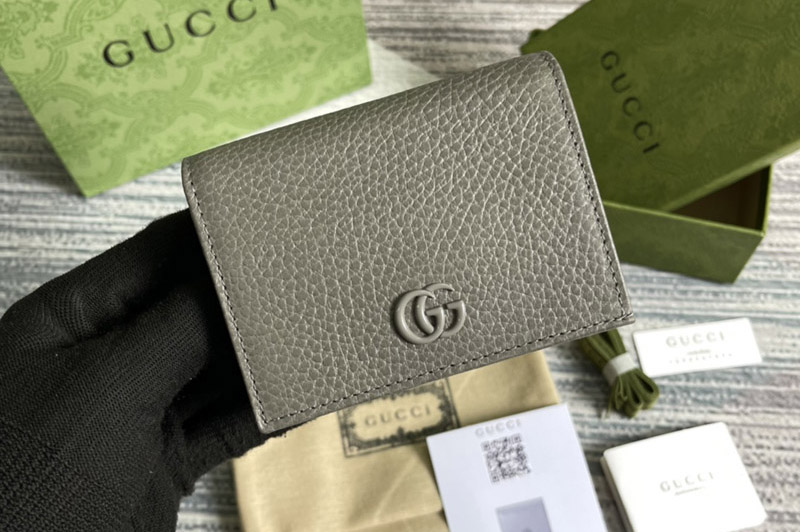 Gucci 456126 GG Marmont card case wallet in Grey leather