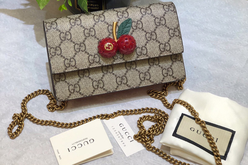 Gucci ‎481291 GG Supreme mini bag with cherries in GG Supreme canvas