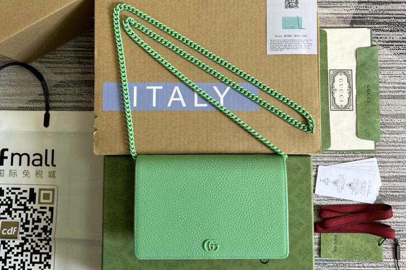 Gucci ‎497985 GG Marmont mini chain bag in Green leather
