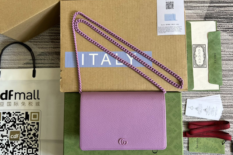 Gucci ‎497985 GG Marmont mini chain bag in Light pink leather
