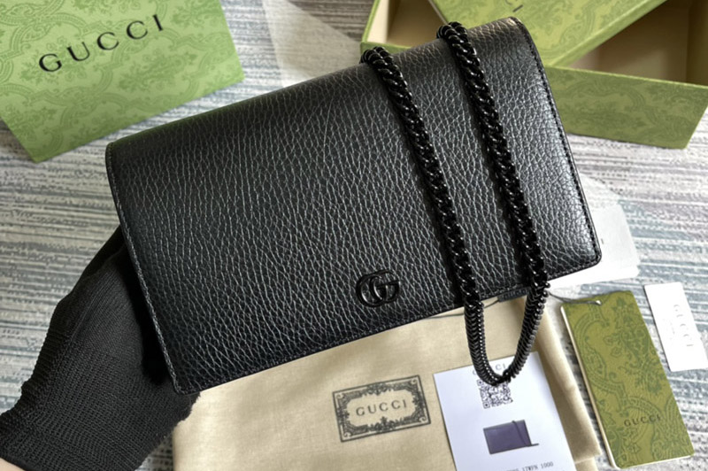 Gucci ‎497985 GG Marmont mini chain bag in Black leather