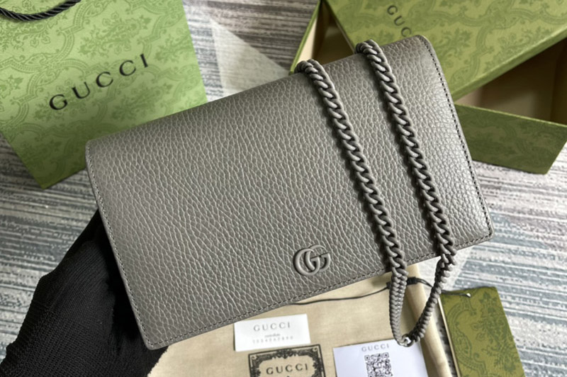Gucci ‎497985 GG Marmont mini chain bag in Grey leather