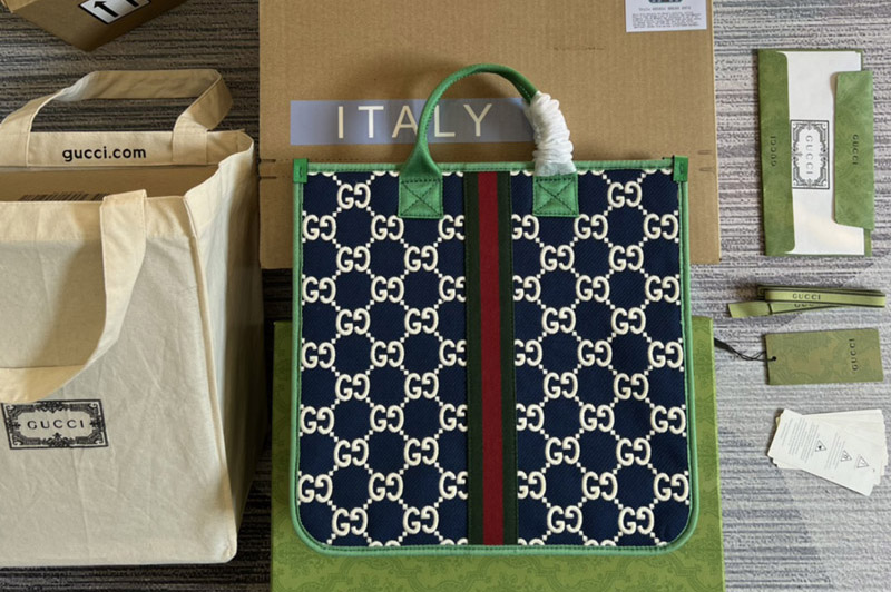 Gucci 605831 Children's Tote Bag in GG denim jacquard