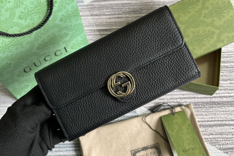 Gucci 615524 Icon GG Interlocking Wallet in Black Leather