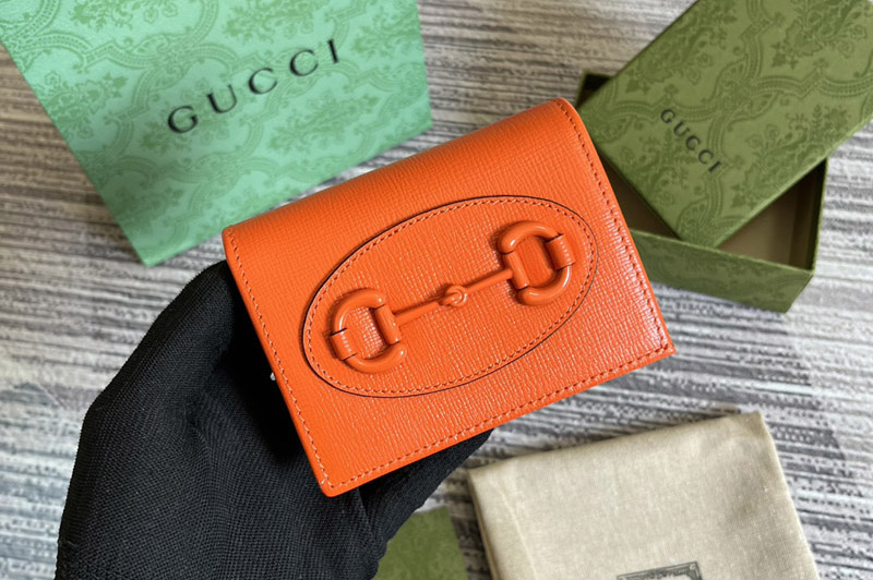 Gucci 621887 Gucci Horsebit 1955 card case wallet in Orange leather