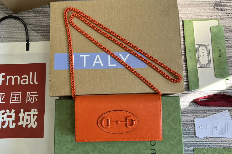 Gucci 621892 Gucci Horsebit 1955 wallet with chain in Orange leather
