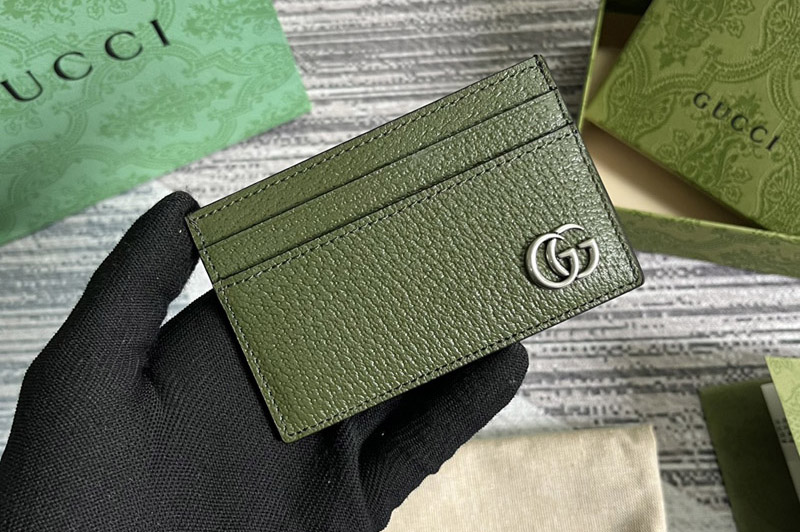 Gucci 657588 GG Marmont card case in Forest green leather