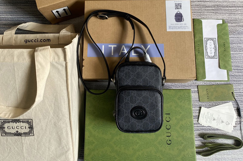 Gucci 672952 Mini bag with Interlocking G in Black GG Supreme canvas