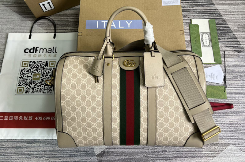 Gucci ‎681295 Ophidia medium duffle bag in Beige and white GG Supreme canvas