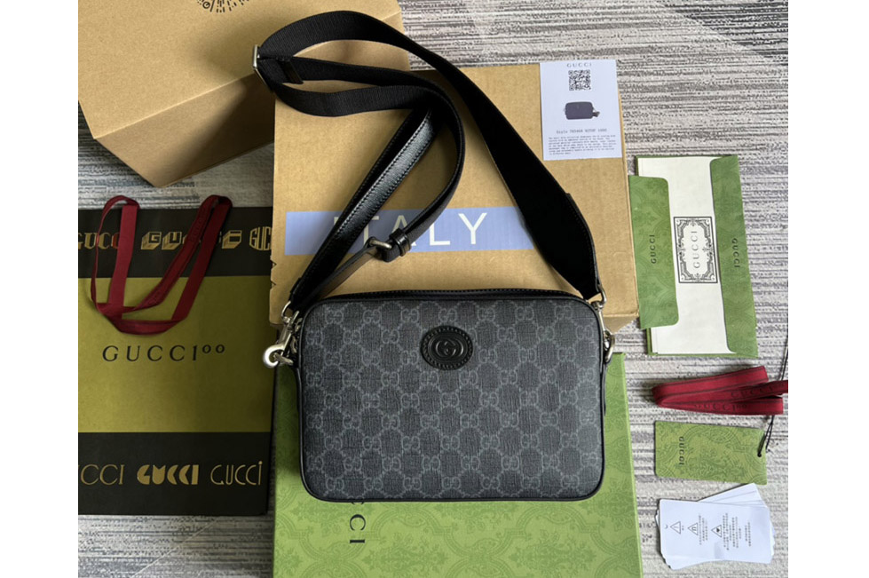 Gucci 699439 Ophidia GG shoulder bag in Grey and black GG Supreme canvas