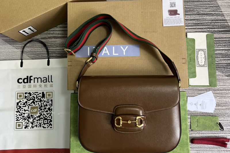 Gucci 700457 Gucci Horsebit 1955 shoulder bag in Brown leather