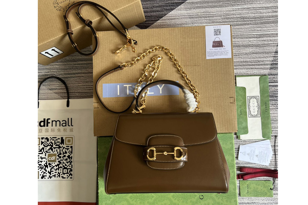 Gucci 702049 Gucci Horsebit 1955 medium bag in Brown leather