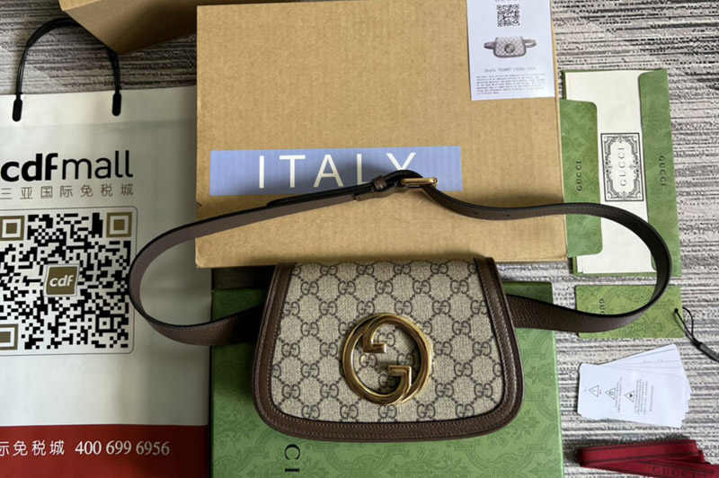 Gucci 703807 Gucci Blondie belt bag in Beige and ebony GG Supreme canvas