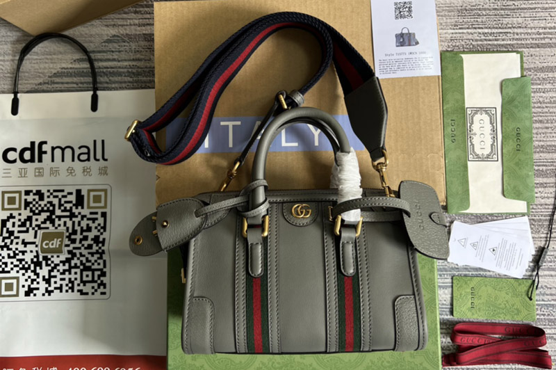 Gucci 715771 Bauletto Mini top handle bag in Grey Leather