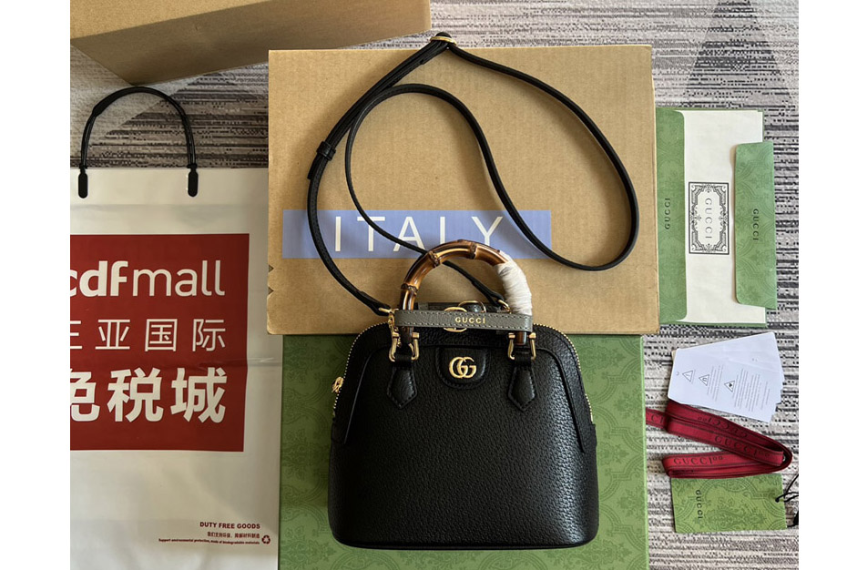 Gucci 715775 Gucci Diana mini tote bag in Black Leather