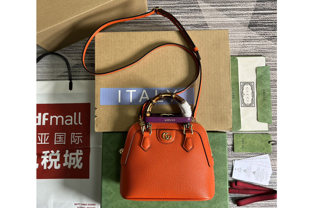 Gucci 715775 Gucci Diana mini tote bag in Orange Leather